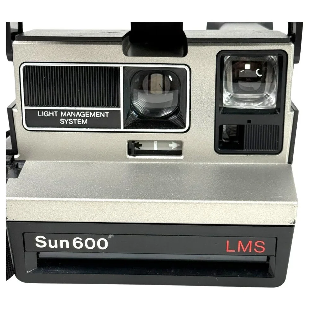 Polaroid Sun 600 LMS Instant Film Camera With Strap UNTESTED Vintage Black Retro